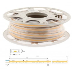 Tira LED 230V monocolor 14W/mt COB IP67 10x5mm corte cada 125mm, Bobina 20mts a 14,00€/mt